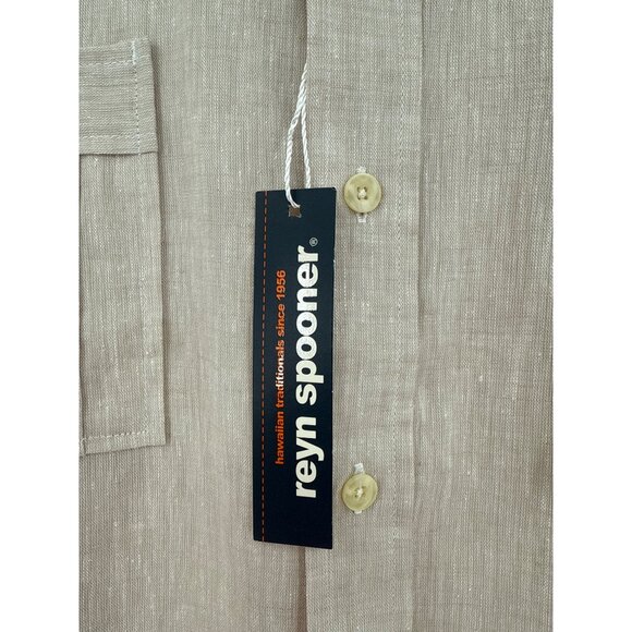 Reyn Spooner Mens Beige‎ Linen Blend Button-Up Shirt Dual Front Pockets - Picture 4 of 10